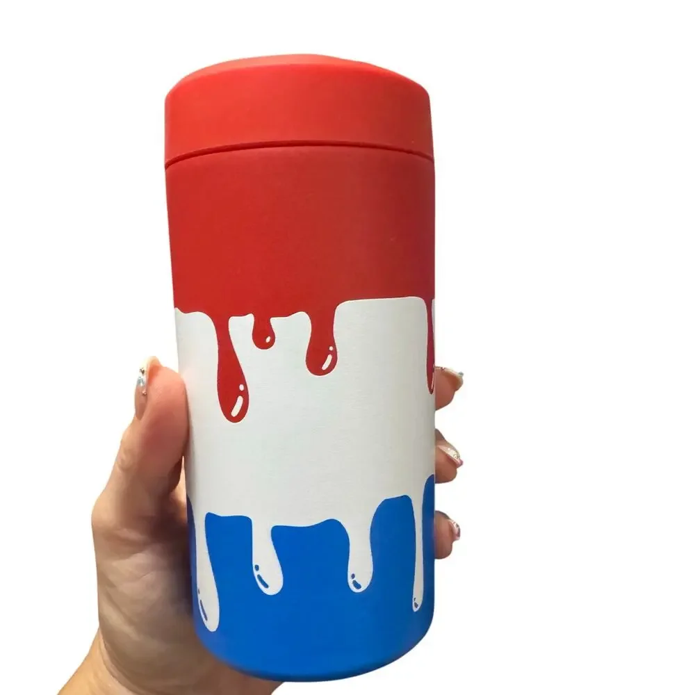 Frost Buddy Universal Can Cooler-Koozie-ROCKET POP-NEW -Red-White-Blue Drip